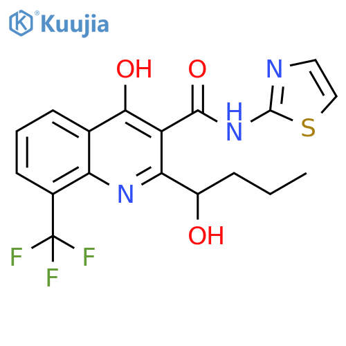 3-Quinolinecarboxamide,4-hydroxy-2-(1-hydroxybutyl)-N-2-thiazolyl-8-(trifluoromethyl)- structure