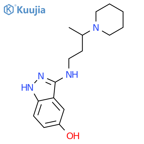 1H-Indazol-5-ol, 3-[[3-(1-piperidinyl)butyl]amino]- structure