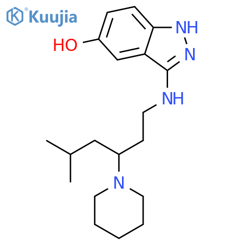 1H-Indazol-5-ol, 3-[[5-methyl-3-(1-piperidinyl)hexyl]amino]- structure