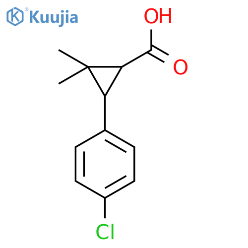 3-(4-chlorophenyl)-2,2-dimethylcyclopropane-1-carboxylic acid structure