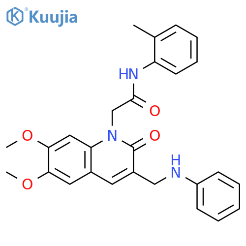 2-{6,7-dimethoxy-2-oxo-3-(phenylamino)methyl-1,2-dihydroquinolin-1-yl}-N-(2-methylphenyl)acetamide structure