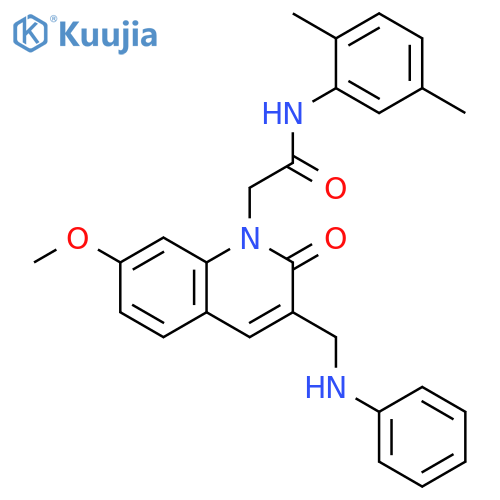 N-(2,5-dimethylphenyl)-2-{7-methoxy-2-oxo-3-(phenylamino)methyl-1,2-dihydroquinolin-1-yl}acetamide structure