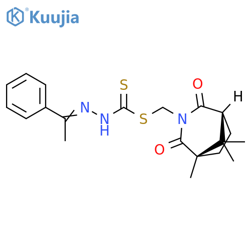 Hydrazinecarbodithioic acid, 2-(1-phenylethylidene)-, [(1S,5R)-1,8,8-trimethyl-2,4-dioxo-3-azabicyclo[3.2.1]oct-3-yl]methyl ester structure