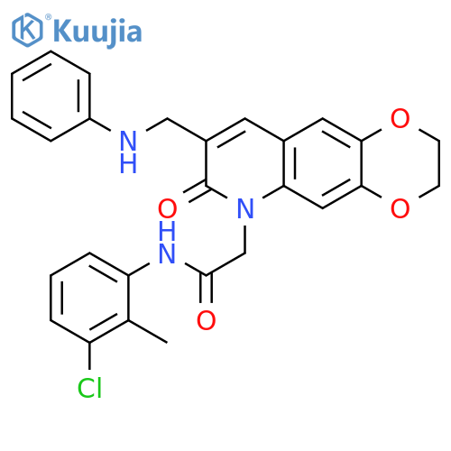 N-(3-chloro-2-methylphenyl)-2-{7-oxo-8-(phenylamino)methyl-2H,3H,6H,7H-1,4dioxino2,3-gquinolin-6-yl}acetamide structure