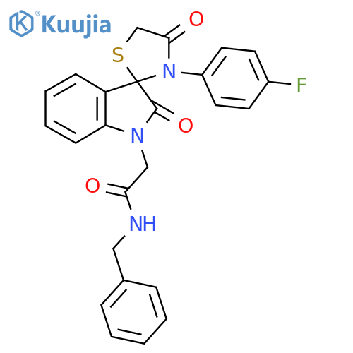 N-benzyl-2-3'-(4-fluorophenyl)-2,4'-dioxo-1,2-dihydrospiroindole-3,2'-1,3thiazolidine-1-ylacetamide structure