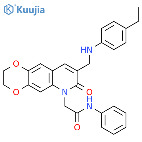 2-(8-{(4-ethylphenyl)aminomethyl}-7-oxo-2H,3H,6H,7H-1,4dioxino2,3-gquinolin-6-yl)-N-phenylacetamide structure