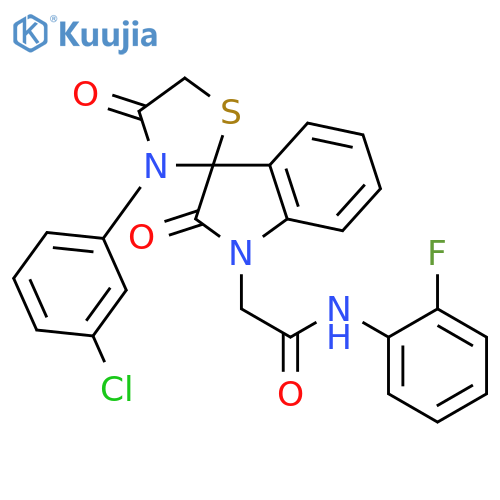 2-3'-(3-chlorophenyl)-2,4'-dioxo-1,2-dihydrospiroindole-3,2'-1,3thiazolidine-1-yl-N-(2-fluorophenyl)acetamide structure
