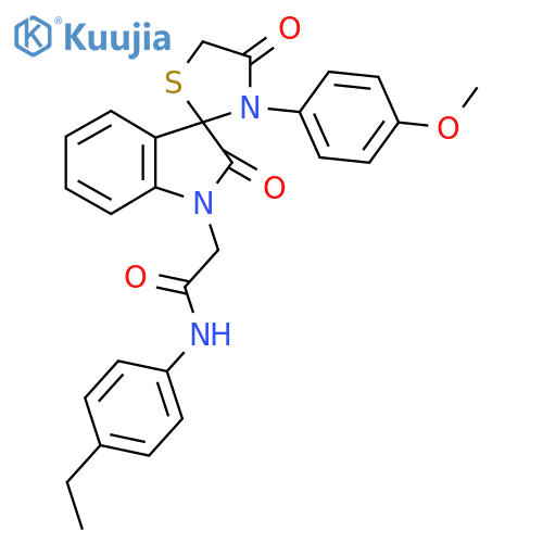N-(4-ethylphenyl)-2-3'-(4-methoxyphenyl)-2,4'-dioxo-1,2-dihydrospiroindole-3,2'-1,3thiazolidine-1-ylacetamide structure