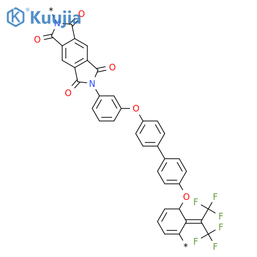 POLY[(5,7-DIHYDRO-1,3,5,7-TETRAOXOBENZO[1,2-C:4,5-C']DIPYRROLE-2,6(1H,3H)-DIYL)-1,3-PHENYLENEOXY-1,4-PHENYLENE[2,2,2-TRIFLUORO-1-(TRIFLUOROMETHYL)ETHYLIDENE]-1,4-PHENYLENEOXY-1,3-PHENYLENE] structure