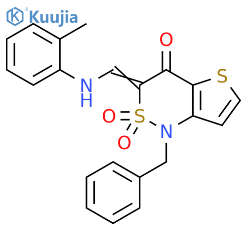 (3Z)-1-benzyl-3-{(2-methylphenyl)aminomethylidene}-1H,3H,4H-2lambda6-thieno3,2-c1,2thiazine-2,2,4-trione structure