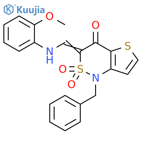 (3Z)-1-benzyl-3-{(2-methoxyphenyl)aminomethylidene}-1H,3H,4H-2lambda6-thieno3,2-c1,2thiazine-2,2,4-trione structure