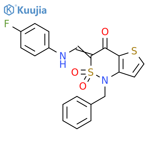 (3Z)-1-benzyl-3-{(4-fluorophenyl)aminomethylidene}-1H,3H,4H-2lambda6-thieno3,2-c1,2thiazine-2,2,4-trione structure