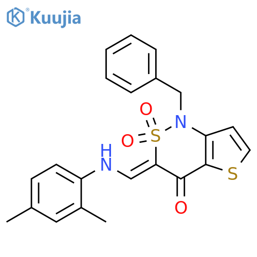 (3Z)-1-benzyl-3-{(2,4-dimethylphenyl)aminomethylidene}-1H,3H,4H-2lambda6-thieno3,2-c1,2thiazine-2,2,4-trione structure