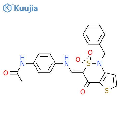 N-4-({(3Z)-1-benzyl-2,2,4-trioxo-1H,3H,4H-2lambda6-thieno3,2-c1,2thiazin-3-ylidenemethyl}amino)phenylacetamide structure