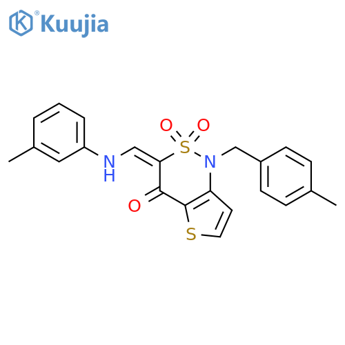 (3Z)-3-{(3-methylphenyl)aminomethylidene}-1-(4-methylphenyl)methyl-1H,3H,4H-2lambda6-thieno3,2-c1,2thiazine-2,2,4-trione structure