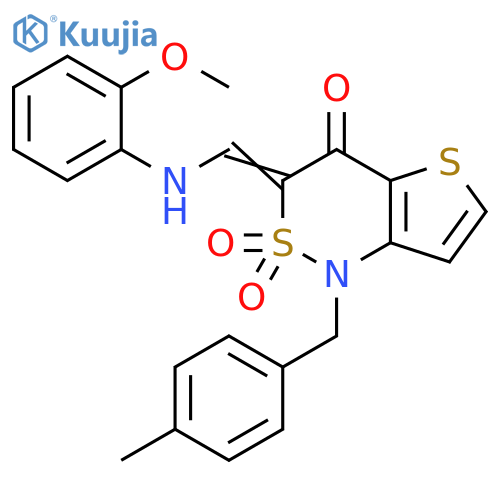 (3Z)-3-{(2-methoxyphenyl)aminomethylidene}-1-(4-methylphenyl)methyl-1H,3H,4H-2lambda6-thieno3,2-c1,2thiazine-2,2,4-trione structure