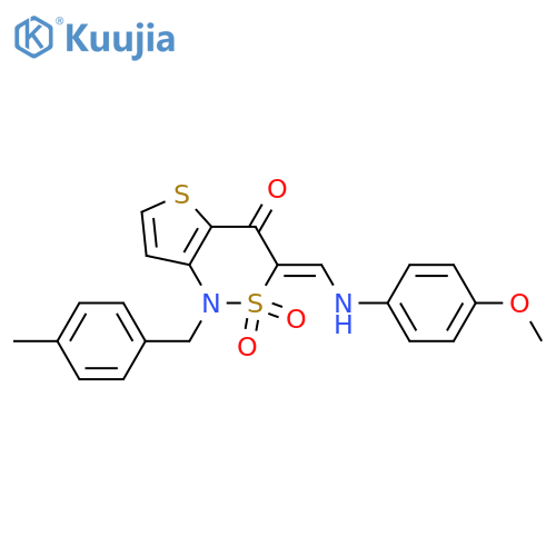 (3Z)-3-{(4-methoxyphenyl)aminomethylidene}-1-(4-methylphenyl)methyl-1H,3H,4H-2lambda6-thieno3,2-c1,2thiazine-2,2,4-trione structure