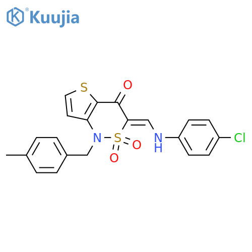 (3Z)-3-{(4-chlorophenyl)aminomethylidene}-1-(4-methylphenyl)methyl-1H,3H,4H-2lambda6-thieno3,2-c1,2thiazine-2,2,4-trione structure