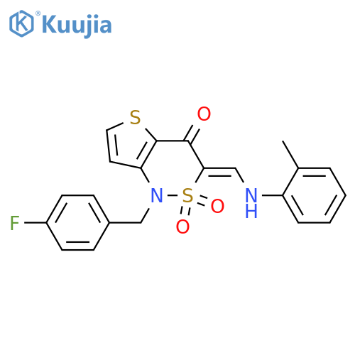 (3Z)-1-(4-fluorophenyl)methyl-3-{(2-methylphenyl)aminomethylidene}-1H,3H,4H-2lambda6-thieno3,2-c1,2thiazine-2,2,4-trione structure