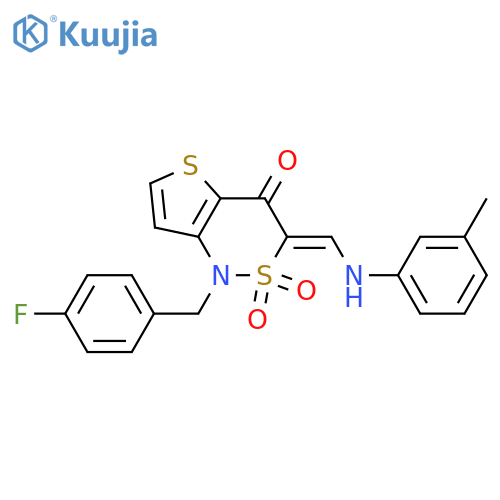 (3Z)-1-(4-fluorophenyl)methyl-3-{(3-methylphenyl)aminomethylidene}-1H,3H,4H-2lambda6-thieno3,2-c1,2thiazine-2,2,4-trione structure