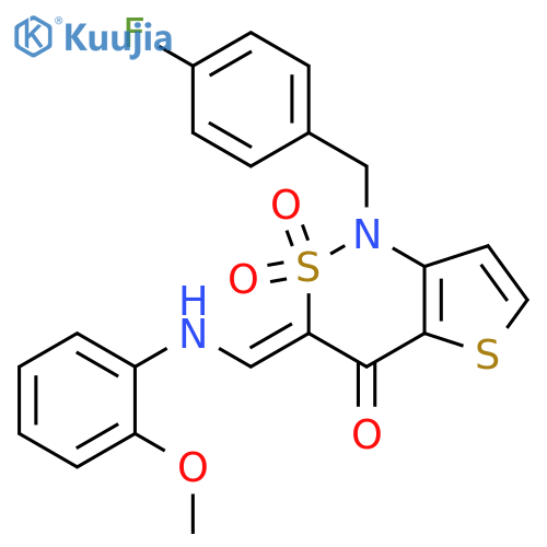 (3Z)-1-(4-fluorophenyl)methyl-3-{(2-methoxyphenyl)aminomethylidene}-1H,3H,4H-2lambda6-thieno3,2-c1,2thiazine-2,2,4-trione structure