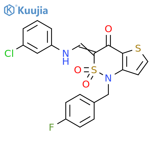 (3Z)-3-{(3-chlorophenyl)aminomethylidene}-1-(4-fluorophenyl)methyl-1H,3H,4H-2lambda6-thieno3,2-c1,2thiazine-2,2,4-trione structure