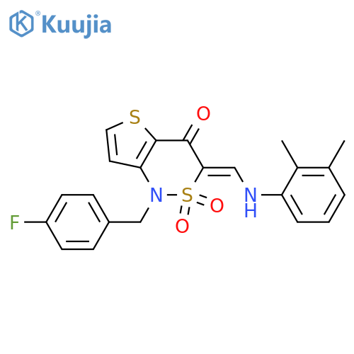 (3Z)-3-{(2,3-dimethylphenyl)aminomethylidene}-1-(4-fluorophenyl)methyl-1H,3H,4H-2lambda6-thieno3,2-c1,2thiazine-2,2,4-trione structure