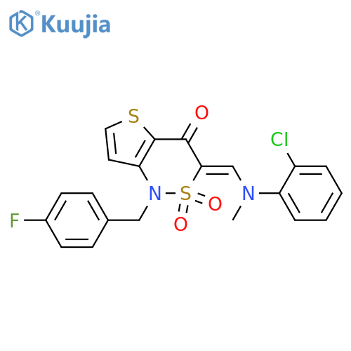 (3Z)-3-({(2-chlorophenyl)methylamino}methylidene)-1-(4-fluorophenyl)methyl-1H,3H,4H-2lambda6-thieno3,2-c1,2thiazine-2,2,4-trione structure