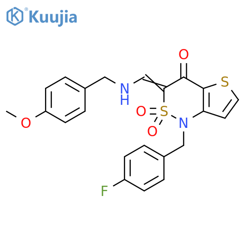 (3Z)-1-(4-fluorophenyl)methyl-3-({(4-methoxyphenyl)methylamino}methylidene)-1H,3H,4H-2lambda6-thieno3,2-c1,2thiazine-2,2,4-trione structure