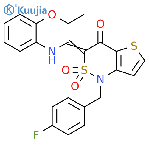 (3Z)-3-{(2-ethoxyphenyl)aminomethylidene}-1-(4-fluorophenyl)methyl-1H,3H,4H-2lambda6-thieno3,2-c1,2thiazine-2,2,4-trione structure
