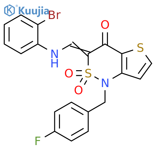 (3Z)-3-{(2-bromophenyl)aminomethylidene}-1-(4-fluorophenyl)methyl-1H,3H,4H-2lambda6-thieno3,2-c1,2thiazine-2,2,4-trione structure
