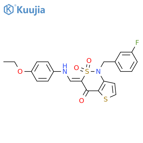 (3Z)-3-{(4-ethoxyphenyl)aminomethylidene}-1-(3-fluorophenyl)methyl-1H,3H,4H-2lambda6-thieno3,2-c1,2thiazine-2,2,4-trione structure