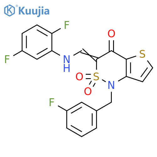 (3Z)-3-{(2,5-difluorophenyl)aminomethylidene}-1-(3-fluorophenyl)methyl-1H,3H,4H-2lambda6-thieno3,2-c1,2thiazine-2,2,4-trione structure