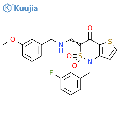 (3Z)-1-(3-fluorophenyl)methyl-3-({(3-methoxyphenyl)methylamino}methylidene)-1H,3H,4H-2lambda6-thieno3,2-c1,2thiazine-2,2,4-trione structure