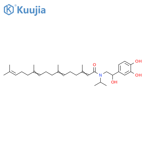 2,6,10,14-Hexadecatetraenamide, N-[2-(3,4-dihydroxyphenyl)-2-hydroxyethyl]-3,7,11,15-tetramethyl-N-(1-methylethyl)- structure