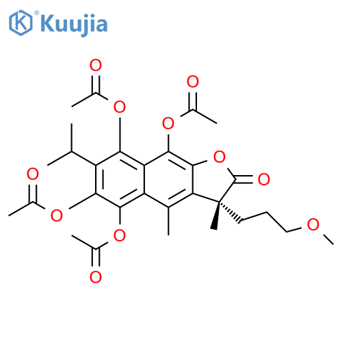 Naphtho[2,3-b]furan-2(3H)-one,5,6,8,9-tetrakis(acetyloxy)-3-(3-methoxypropyl)-3,4-dimethyl-7-(1-methylethyl)-, (R)- structure