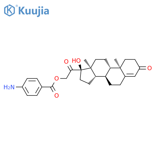 Pregn-4-ene-3,20-dione, 21-[(4-aminobenzoyl)oxy]-17-hydroxy- structure