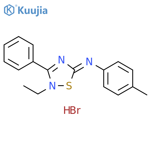 Benzenamine, N-(2-ethyl-3-phenyl-1,2,4-thiadiazol-5(2H)-ylidene)-4-methyl-, hydrobromide (1:1) structure