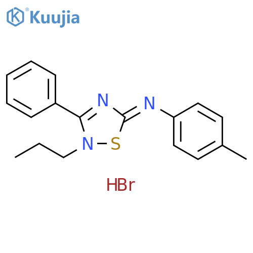 Benzenamine, 4-methyl-N-(3-phenyl-2-propyl-1,2,4-thiadiazol-5(2H)-ylidene)-, hydrobromide (1:1) structure