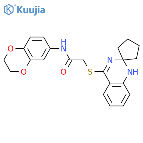 N-(2,3-dihydro-1,4-benzodioxin-6-yl)-2-{1'H-spirocyclopentane-1,2'-quinazolinesulfanyl}acetamide structure