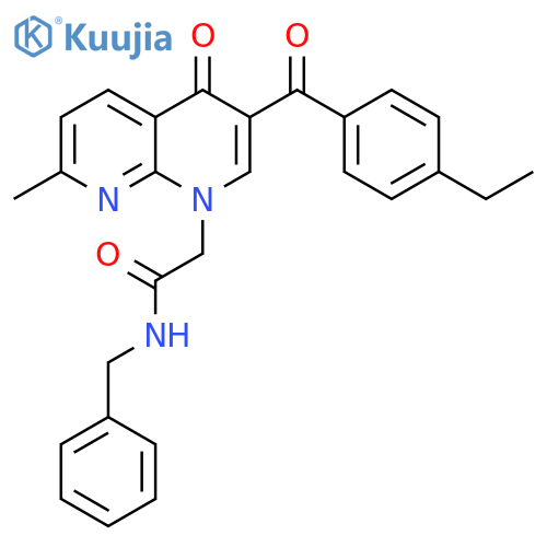 N-benzyl-2-3-(4-ethylbenzoyl)-7-methyl-4-oxo-1,4-dihydro-1,8-naphthyridin-1-ylacetamide structure