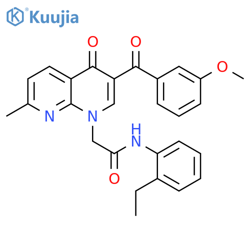 N-(2-ethylphenyl)-2-3-(3-methoxybenzoyl)-7-methyl-4-oxo-1,4-dihydro-1,8-naphthyridin-1-ylacetamide structure
