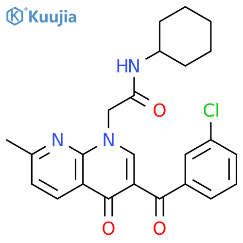 2-3-(3-chlorobenzoyl)-7-methyl-4-oxo-1,4-dihydro-1,8-naphthyridin-1-yl-N-cyclohexylacetamide structure