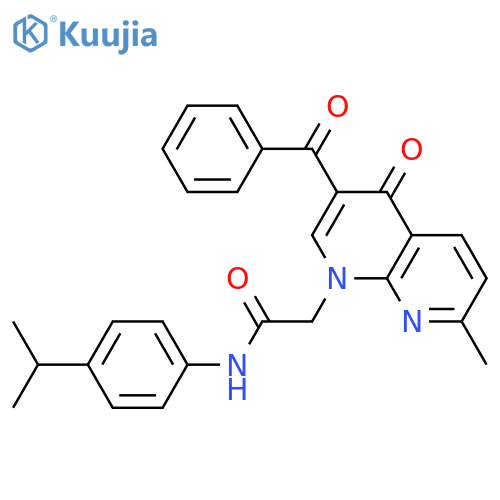 2-(3-benzoyl-7-methyl-4-oxo-1,4-dihydro-1,8-naphthyridin-1-yl)-N-4-(propan-2-yl)phenylacetamide structure