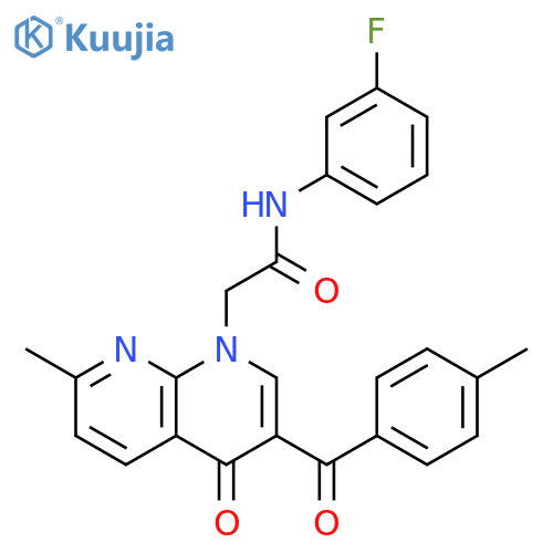 N-(3-fluorophenyl)-2-7-methyl-3-(4-methylbenzoyl)-4-oxo-1,4-dihydro-1,8-naphthyridin-1-ylacetamide structure