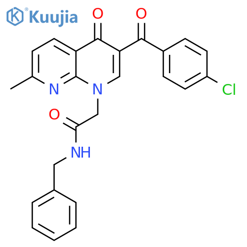N-benzyl-2-3-(4-chlorobenzoyl)-7-methyl-4-oxo-1,4-dihydro-1,8-naphthyridin-1-ylacetamide structure