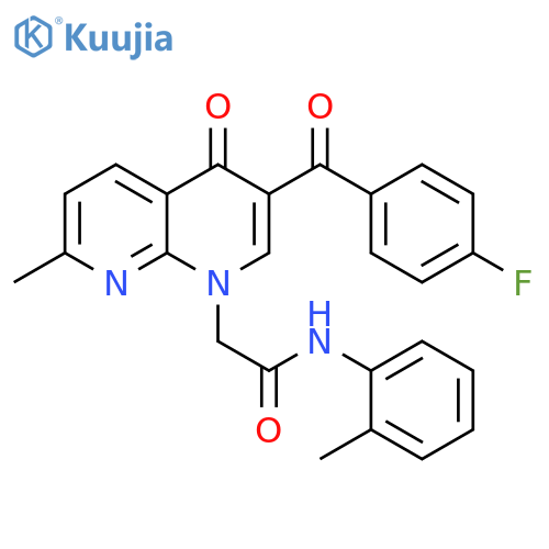 2-3-(4-fluorobenzoyl)-7-methyl-4-oxo-1,4-dihydro-1,8-naphthyridin-1-yl-N-(2-methylphenyl)acetamide structure