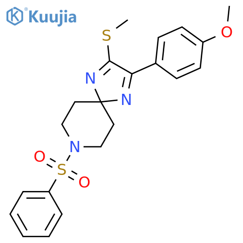 8-(benzenesulfonyl)-2-(4-methoxyphenyl)-3-(methylsulfanyl)-1,4,8-triazaspiro4.5deca-1,3-diene structure