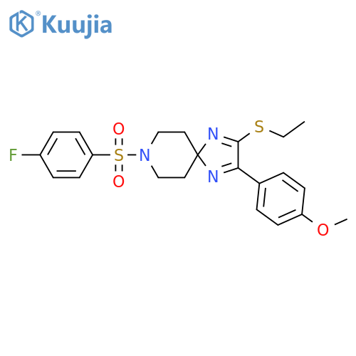 2-(ethylsulfanyl)-8-(4-fluorobenzenesulfonyl)-3-(4-methoxyphenyl)-1,4,8-triazaspiro4.5deca-1,3-diene structure