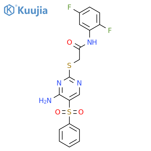 2-{4-amino-5-(benzenesulfonyl)pyrimidin-2-ylsulfanyl}-N-(2,5-difluorophenyl)acetamide structure